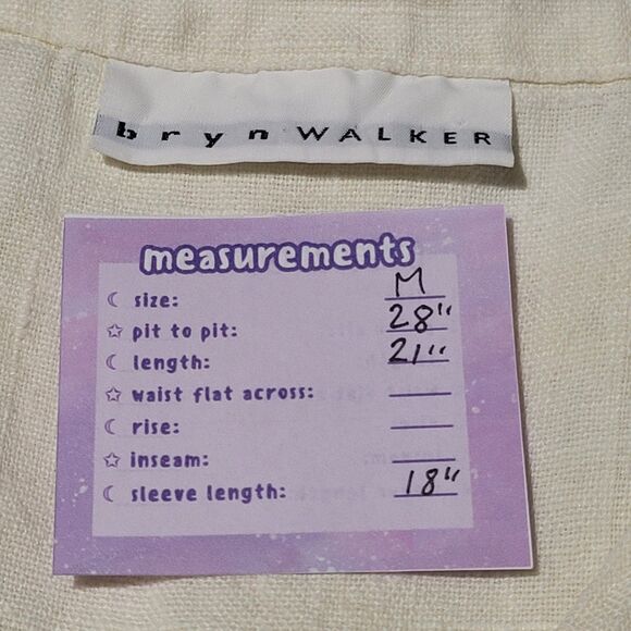 BRYN WALKER Ivory Linen Button-Back Cardigan Size M Lagenlook Boxy Off White - Picture 2 of 13